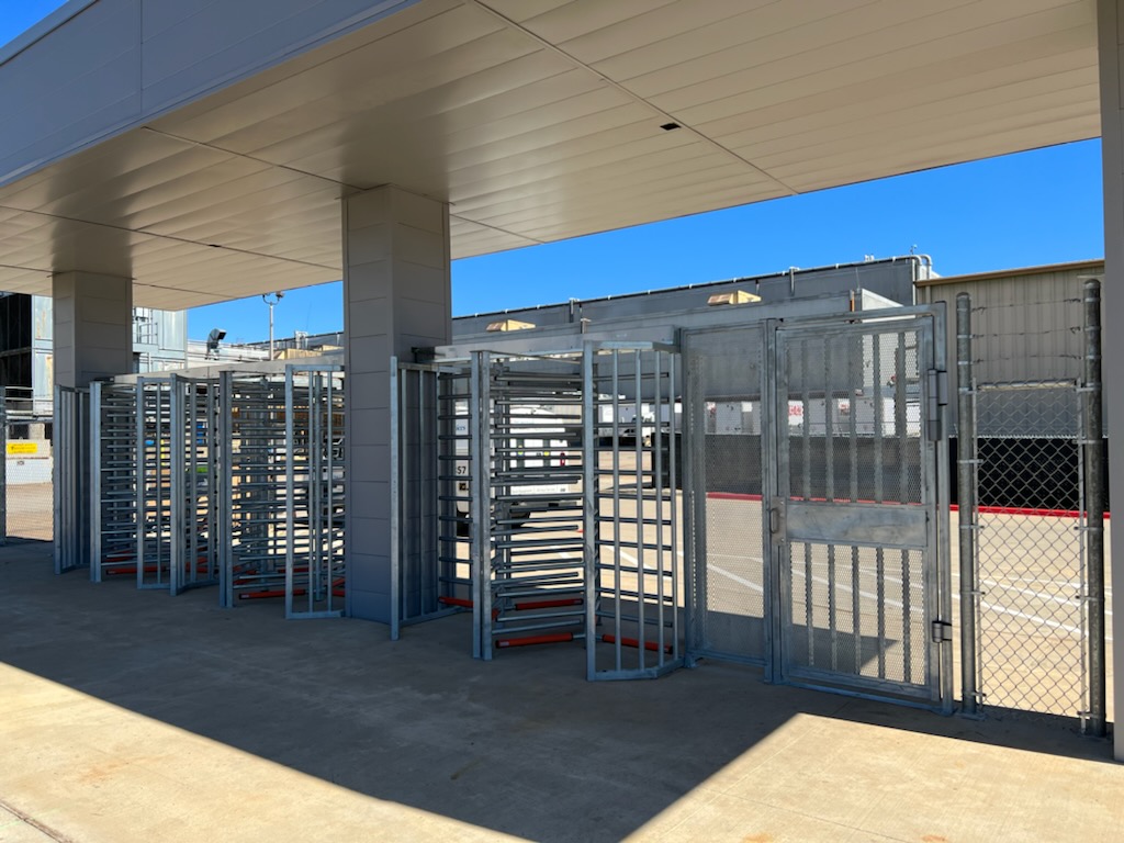 3-HT431T-and-HTG-M-Galvanized-Installed-Hayward-Turnstiles