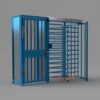 custom sky blue full height turnstile and full height gate, gloss powder coat finish