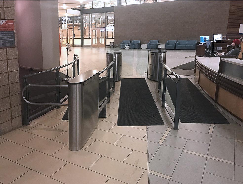 Hayward Turnstiles FH optical glass & MR-200-ADA Compliant security entry systems electronic for hospitals, office lobbies