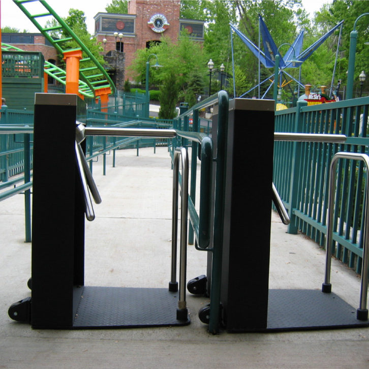 Hayward Turnstiles Security entry tripod systems LC-100, gates Six Flags Amusement Parks subway turnstile, outdoor commercial security access gates, systems manufacturers, suppliers company