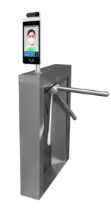 waist high turnstile with a temperature sensor thermometer
