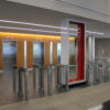 optical turnstiles at the entrance of a facility