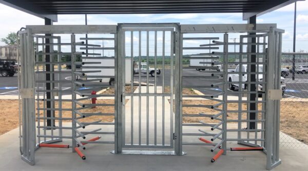 full height turnstile with full height security gate for entrance control